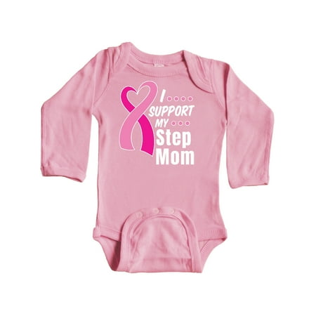 

Inktastic Breast Cancer Awareness I Support My Step Mom Pink Ribbon Gift Baby Boy or Baby Girl Long Sleeve Bodysuit