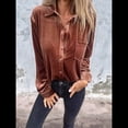 thumbnail image 4 of Camisetas Casuales de Larga con Botones de Terciopelo de Invierno para Mujer Color Café XXL, 4 of 8