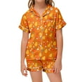 thumbnail image 2 of Kids Silk Pajama Set Fruit Print 2 Piece Set Short Sleeve Button-Down Shirts with Shorts Set Summer Pjs for Girls Clothes for Girls 6-7 Years, 2 of 4