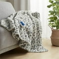 thumbnail image 2 of Beautyrest Zuri 50x70" Modern Faux Fur Fabric Heated Throw in Gray/White, 2 of 9