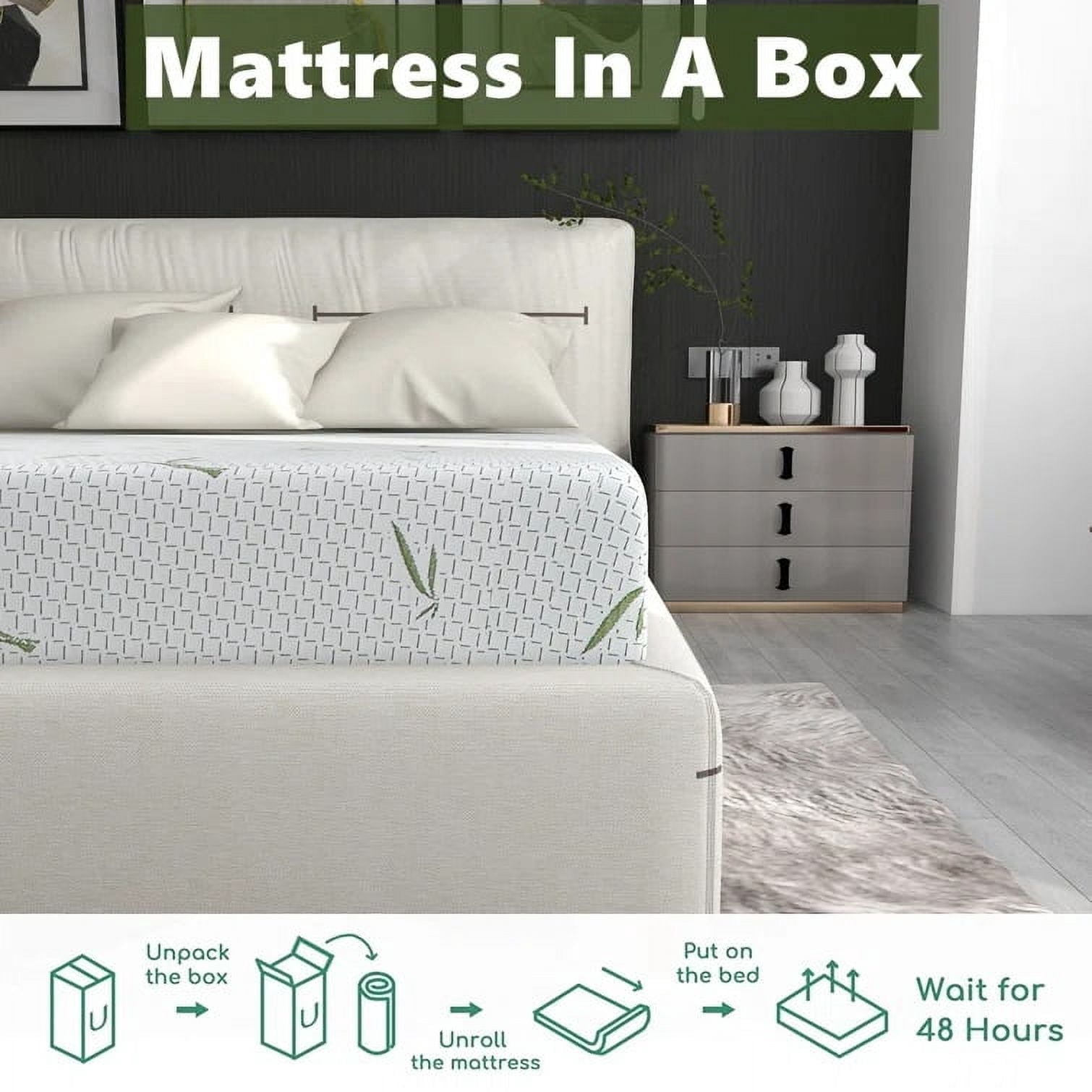 King Size Mattress, 6" Memory Foam Mattress with Graphene Fabric Cover, Bed in a Box