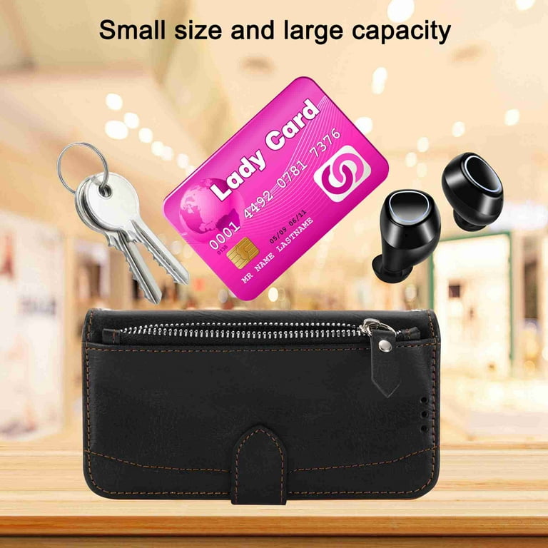 Nalacover for iPhone 13 Pro Max Zipper Wallet Case with Card Slots Holder  Kickstand Magnetic Clasp Flip Folio Case, Luxury PU Leather Shoulder Strap  Wristlet Handbag Crossbody Shockproof Cover, Black 