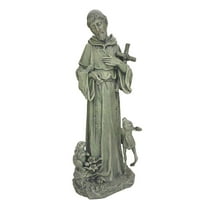 Napco 19926 16.75 Inch Resin Constructed Saint Francis with Animals Decorative Garden Statue for Indoor and Outdoor Display, Stone