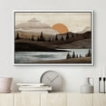 thumbnail image 2 of PixonSign Framed Canvas Print Wall Art Sunset Mountain Range River Nature Wilderness Digital Art Wood Panel Landscape Farmhouse/Country Relax/Calm/Cozy Geometric Abstract - 16"x24" White, 2 of 5