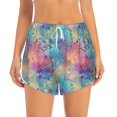 thumbnail image 2 of KLL blue pink colorful cracked texture Pattern Shorts Women,Athletic Shorts High Waisted Running Shorts Pocket Sporty Short Gym Elastic Workout Shorts-Medium, 2 of 7
