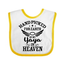 Inktastic Handpicked for Earth by My Yaya in Heaven with Angel Wings Boys or Girls Baby Bib