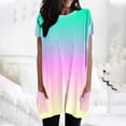 thumbnail image 4 of WEIYLL Ladies T Shirts Summer Loose Pullover Gradient Short Sleeve Tunic With Pockets Mint Green Blouse Sizes L, 4 of 5