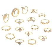 NUOKO Finger Ring Ring Set 17 Woolly Idea Set Six Pointed Star Ring For Women And Girls