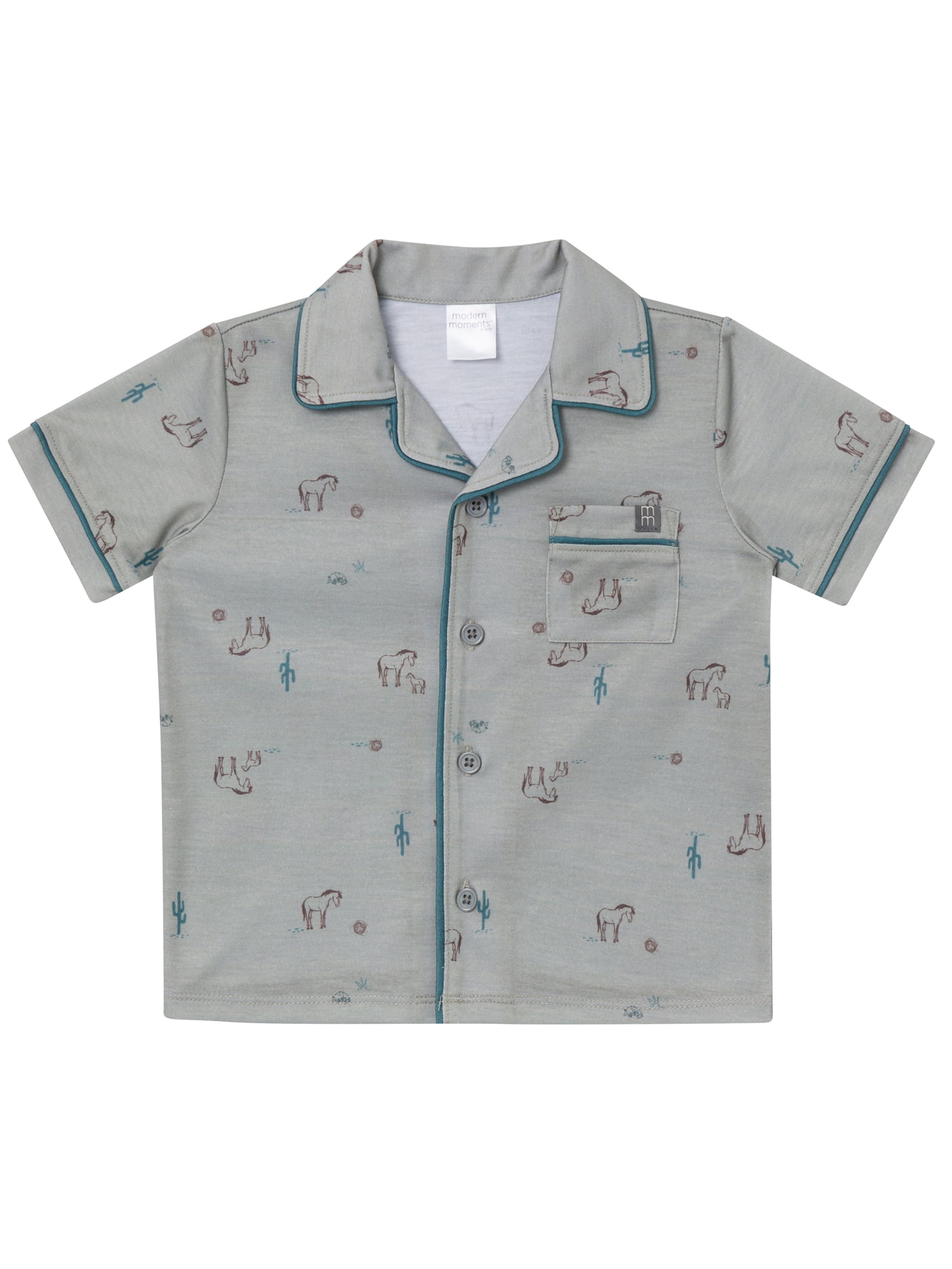 Modern Moments by Gerber Gender Neutral Coat Pajama Short Set, 2-Piece, Sizes 12 Months - 5T