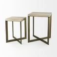 thumbnail image 4 of Faye 19L x 19W x 26H Light Brown Wood W/ Gold Metal Base Accent Tables, 4 of 11