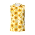 thumbnail image 4 of Yiaed Yellow White Striped Sunflower Print Men's Singlet Vests Summer Running Muscle Tank Tops Gym Undershirt Round Neck Sleeveless for man, 4 of 5