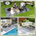 thumbnail image 4 of Outsunny Outdoor Patio Rug, Large Camping Carpet with Carrying Bag, 6' x 9' Waterproof Plastic Straw, Reversible, Blue & White Geometric, 4 of 9