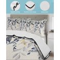 thumbnail image 3 of Full Size Quilt Bedding Set, Blue Grey Eucalyptus Reversible Summer Quilt 3 Pieces, Farmhouse Weeping Leaves on Linen Lightweight Bedspreads Coverlets with 2 Pillow Shams for All Seasons, 3 of 5