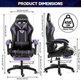 thumbnail image 5 of 450LBS Load RGB Lighted Massage Gaming Chair, High Back Computer Chair with Footrest and Lumbar Support, Height Adjustable Gaming Chair with 360 Degree Swivel Seat and Headrest for Boys Girls Gaming, 5 of 8