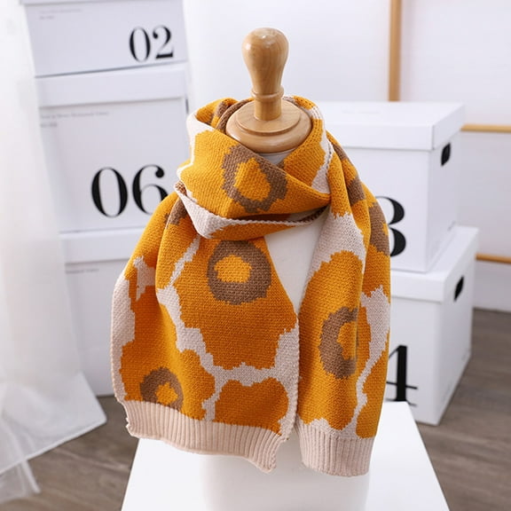 Tejiojio Winter Scarf Clearance Children Kids Baby Fashion Leopard Scarf Knit Crocheted 120CM Winter Warm