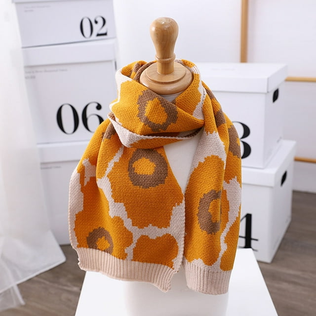 LSLJS Foulard Léopard Mode Bébé Enfants Tricot Crocheté 120Cm Hiver Chaud, Foulards Enfants