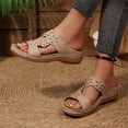 thumbnail image 6 of IEMIEMIEM Women's Wedge Sandals Wide Width Open Toe Slides Comfortable Orthopedic Sandals Womens 2026 Casual Walking Wedges Slip On Shoes Platform Sandal Outdoor Beach Slippers Beige 5.5 Wide, 6 of 6