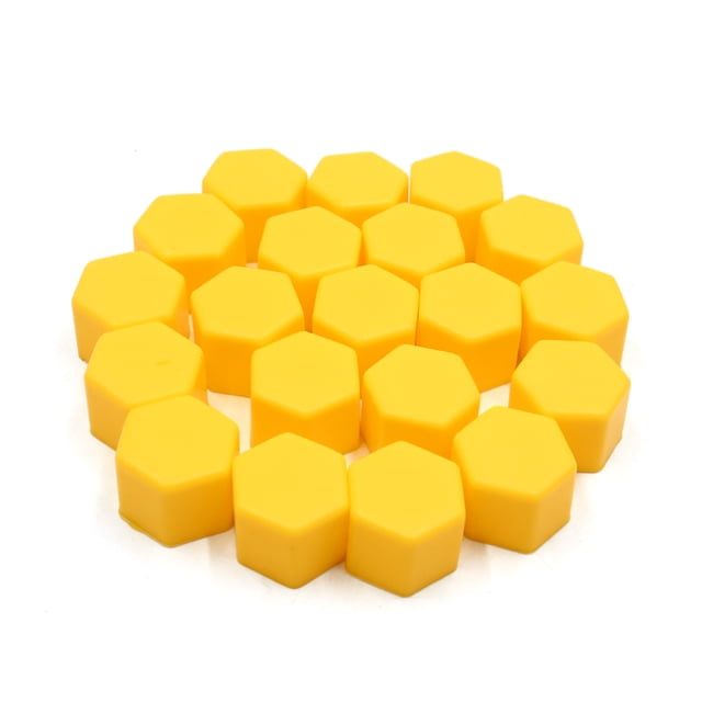 20pcs 17mm X 19mm Tapas de Silicona Amarillo Tapones de Tuercas de Las Ruedas de Coche