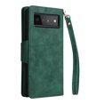 thumbnail image 5 of Feishell for Google Pixel 6 Pro Wallet Case with Wrist Strap,Premium PU Leather Zipper Pocket Magnetic Buckle Folio Flip ID Credit Card Slots Shockproof Kickstand Phone Case for Women Men,Green, 5 of 15