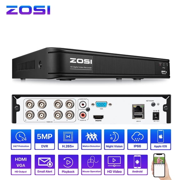 ZOSI 8 Channel 1080P 4-in-1 HD CCTV Security DVR Recorder for CCTV Security Surveillance Cameras System No Hard Drive