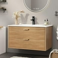 thumbnail image 7 of VEANERWOOD 30" Wall Mounted Bathroom Vanity with Sink Combo, Fluted Floating Bathroom Storage Cabinet with Sink, Faucet, Drain, White, 7 of 7
