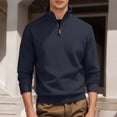 thumbnail image 2 of Quarter Zip Pullover Men 2026 Fall Winter Long Sleeve Jacquard Stand Collar Plain Sweatshirts Mens Pullover Top, 2 of 6