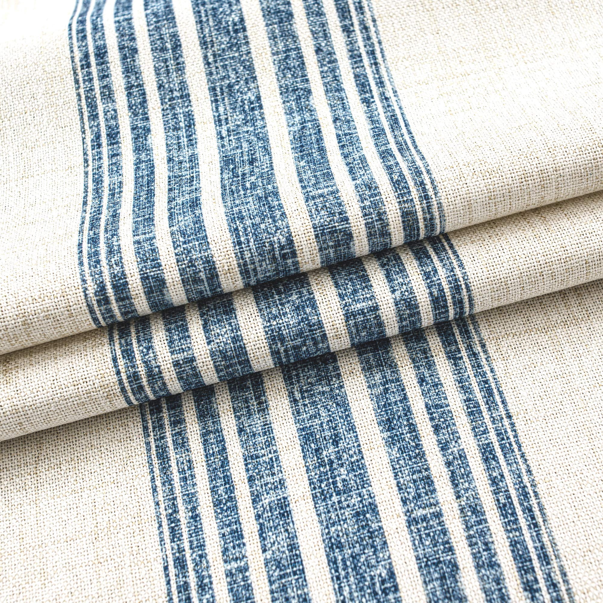 DriftAway Chris Vertical Striped Pattern Linen Textured Thermal Insulated Blackout Window Curtain Valance Rod Pocket 2 Layers Single, 52" x 14" Plus 2" Header, Jean Navy