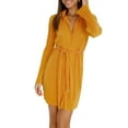 thumbnail image 2 of hirigin Women Mini Shirt Dress Solid Color Turn-Down Collar Long Sleeve Button-Down Dress Spring Casual Lady Dress with Belt, 2 of 6