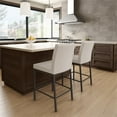 thumbnail image 2 of Amisco Perry Plus 30" Faux Leather and Metal Bar Stool in Cream/Dark Brown, 2 of 9