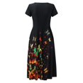 thumbnail image 5 of Heliisoer Robe pour Femme, Liquidation Été Robe à Manches Courtes pour Femme Col Rond Décontractée Mode Fête Quotidien Élégante Robe à Imprimé, 5 of 5
