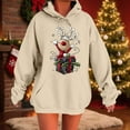 thumbnail image 2 of Feancey Christmas Hooded Sweatshirts for Women Funny Reindeer Graphic Hoodies Drawstring Long Sleeve Fleece Lined Pullover Sweatshirt with Kangaroo Pocket Beige L, 2 of 6