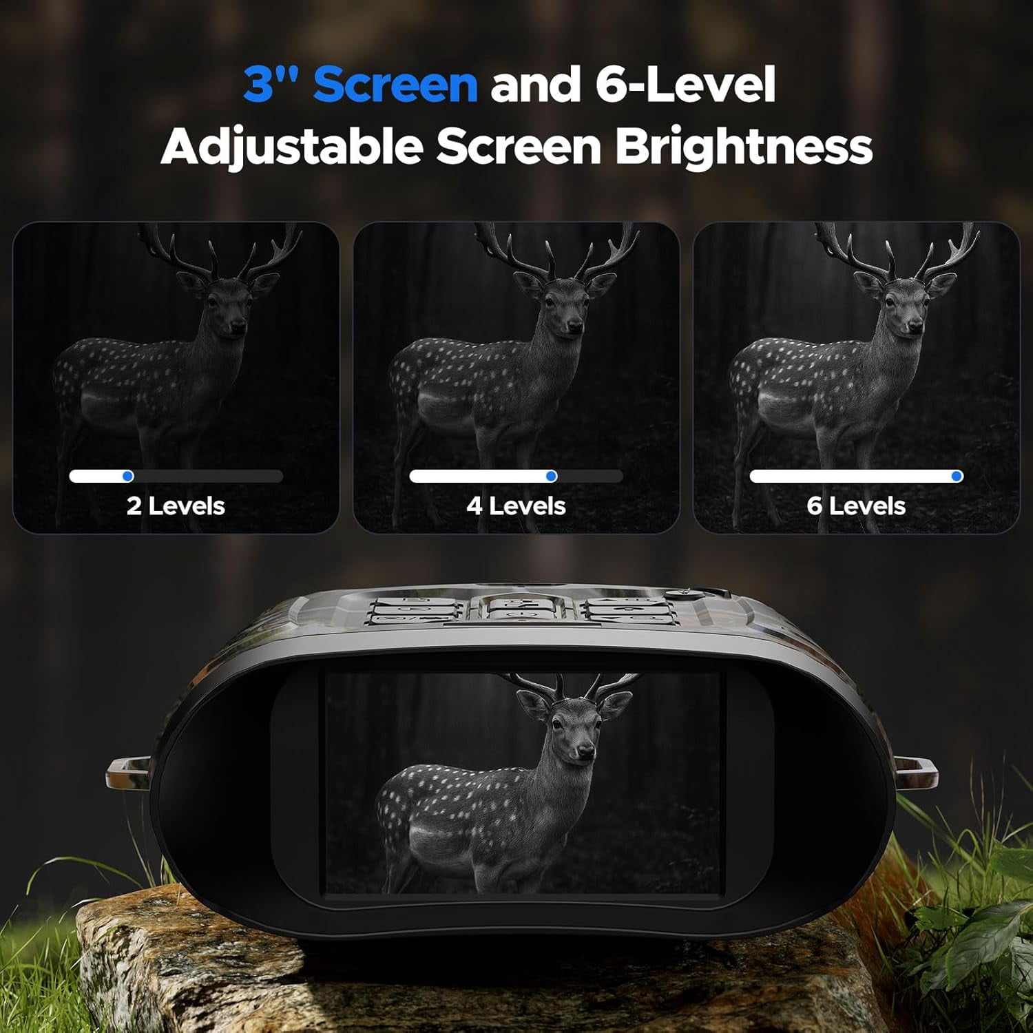 CAMPARK Night Vision Goggles 4K 112MP Full-Color Night Vision Binoculars for Adults with 5000mAh Rechargeable Battery, 64GB TF Card Included, 3" HD Screen, 18x Zoom, Suitable for Camping, Hunting