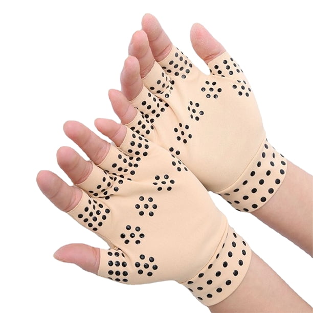 Sonducket Alivie el dolor con guantes sin dedos de terapia magnética, aplicaciones amplias compactas y ligeras guantes y mitones punto negro de la piel