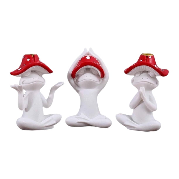 Conjunto de 3 estatuas de ranas para meditación y , esculturas de animales, figuras centrales, decoración para sala de estar, jardín y oficina.
