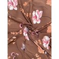thumbnail image 6 of Brown Floral Print Wrap Midi Dress With Ruffle Sleeves And V-Neck For Women, 6 of 7