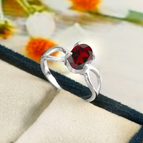 Mozambique Garnet Ring, Solid 925 Sterling Silver Ring, Elegant Ring, Wedding Jewelry, Girl's Women Ring, Red Garnet Ring, Birthday Gift.