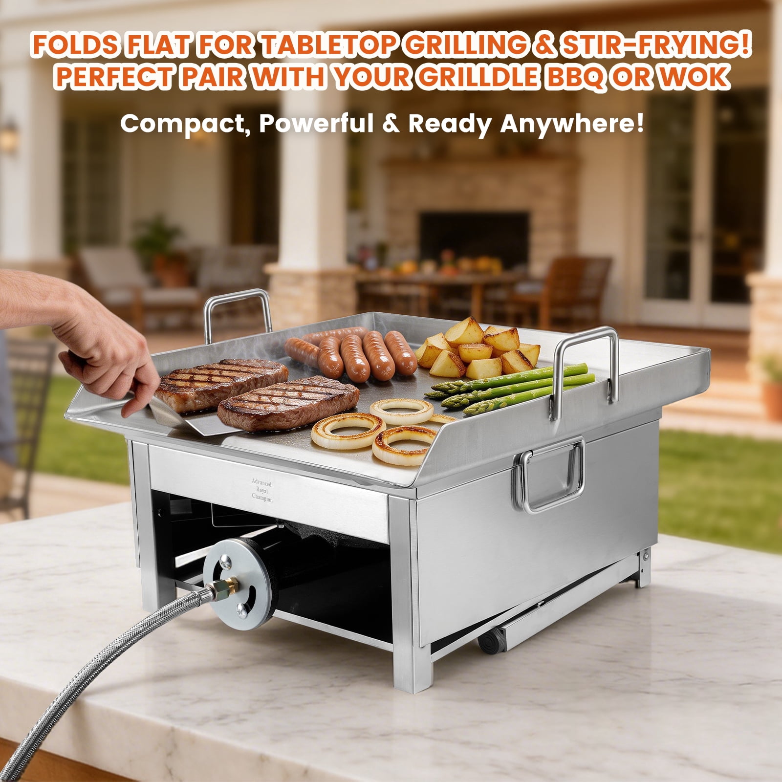 23" Stainless Steel Concave Discada Cooker with 200,000 BTU High-Pressure Propane Stove Combo | Outdoor Cooking Kit for Discada, Tacos, Griddle, Frying, Camping, and Homebrewing