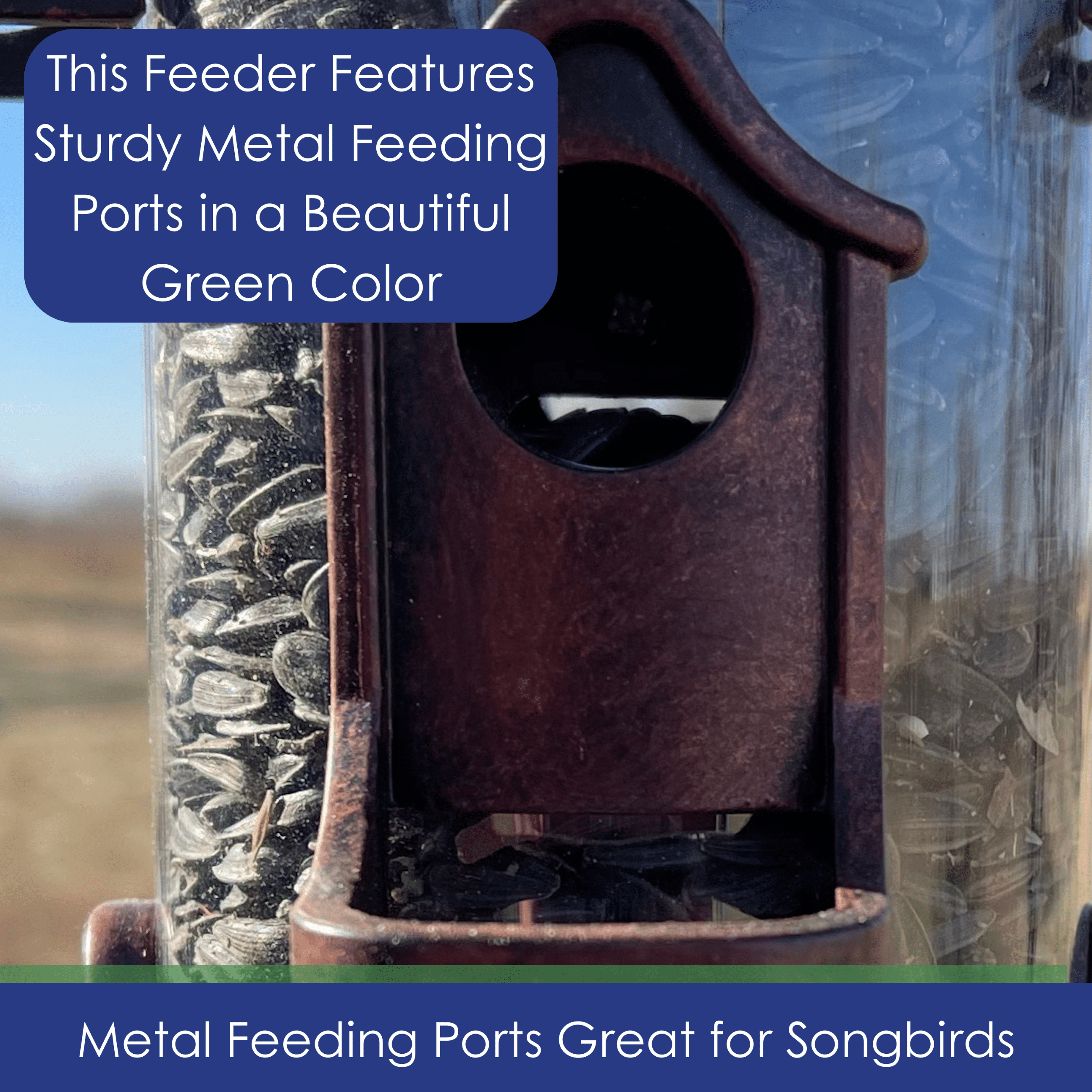Backyards Essentials Standard Tube Feeder Copper Metal Bird Seed Feeder, 7 Cup Capacity