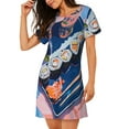 thumbnail image 2 of Gukieu Colorful Sushi Food Art Print Women's Nightgown, A-line Round Neck Short-sleeved Nightgown Pajamas Home Wear Suitable for Home and Outing, 2 of 6