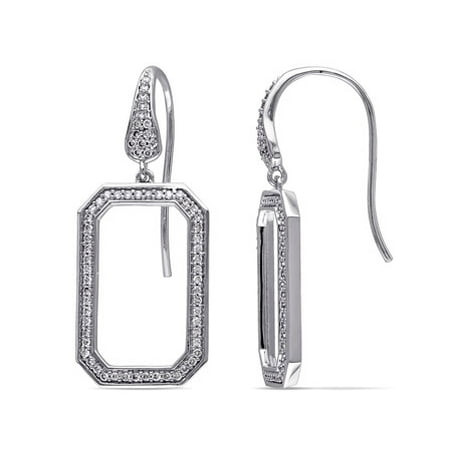 Miabella 1/2 Carat T.W. Diamond 14kt White Gold Geometric Dangle Earrings