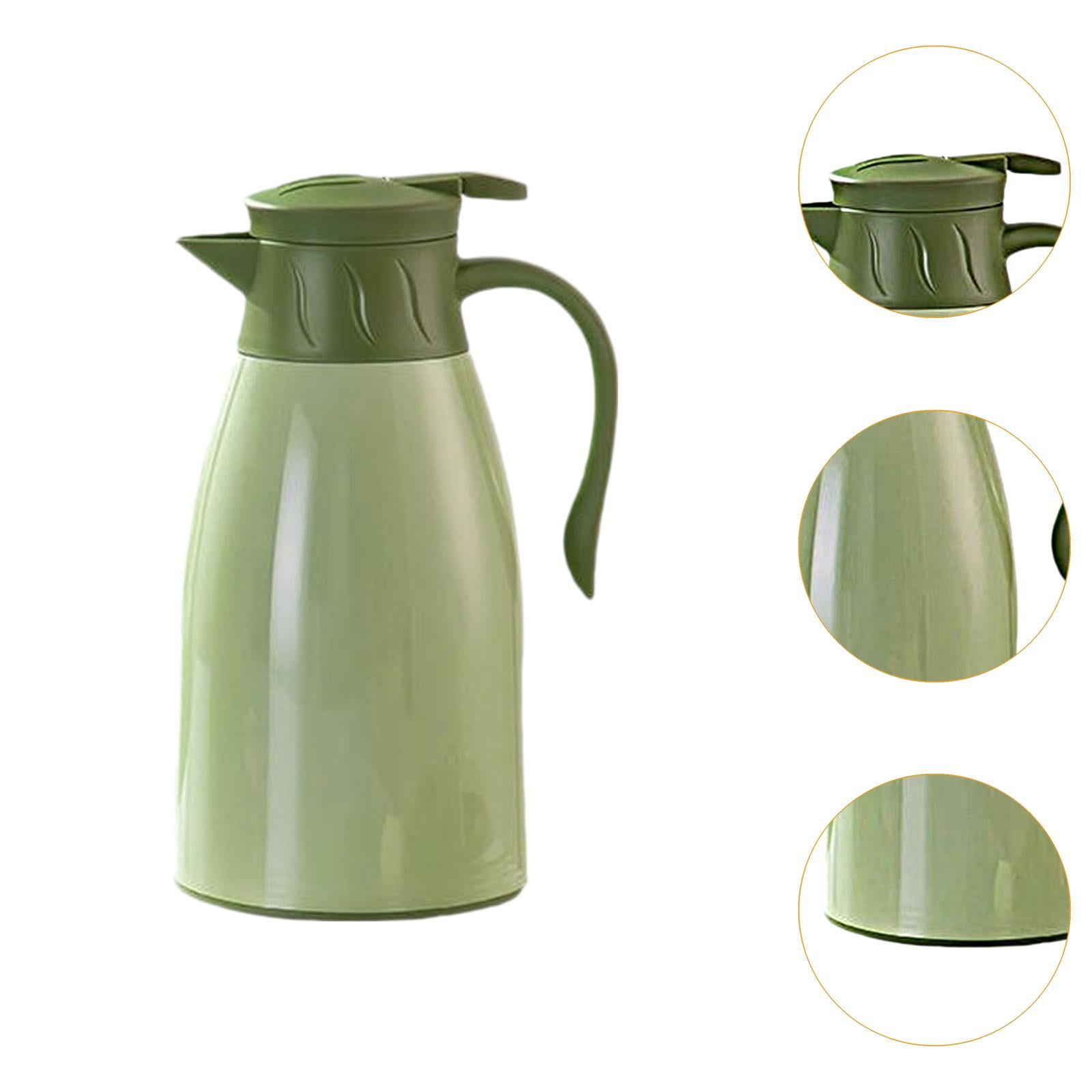 Fiocias Vacuum Insulated Pitcher Water Jug Portable Fashion Portable with Lid No Leakage Green