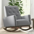 thumbnail image 2 of Premium Demetrius Light Grey Fabric Solid Wood Rocking Chair for Living Room and Nursery 36.6"H x 27.5"W x 39"D or Living Room Bedroom Reading, 2 of 4