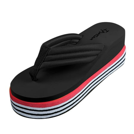 

Follure Girl women s casual shoes Summer Women s Slippers Fashion Sandals Wedges Flip-Flops Flowers Ladies Slipper Black 41