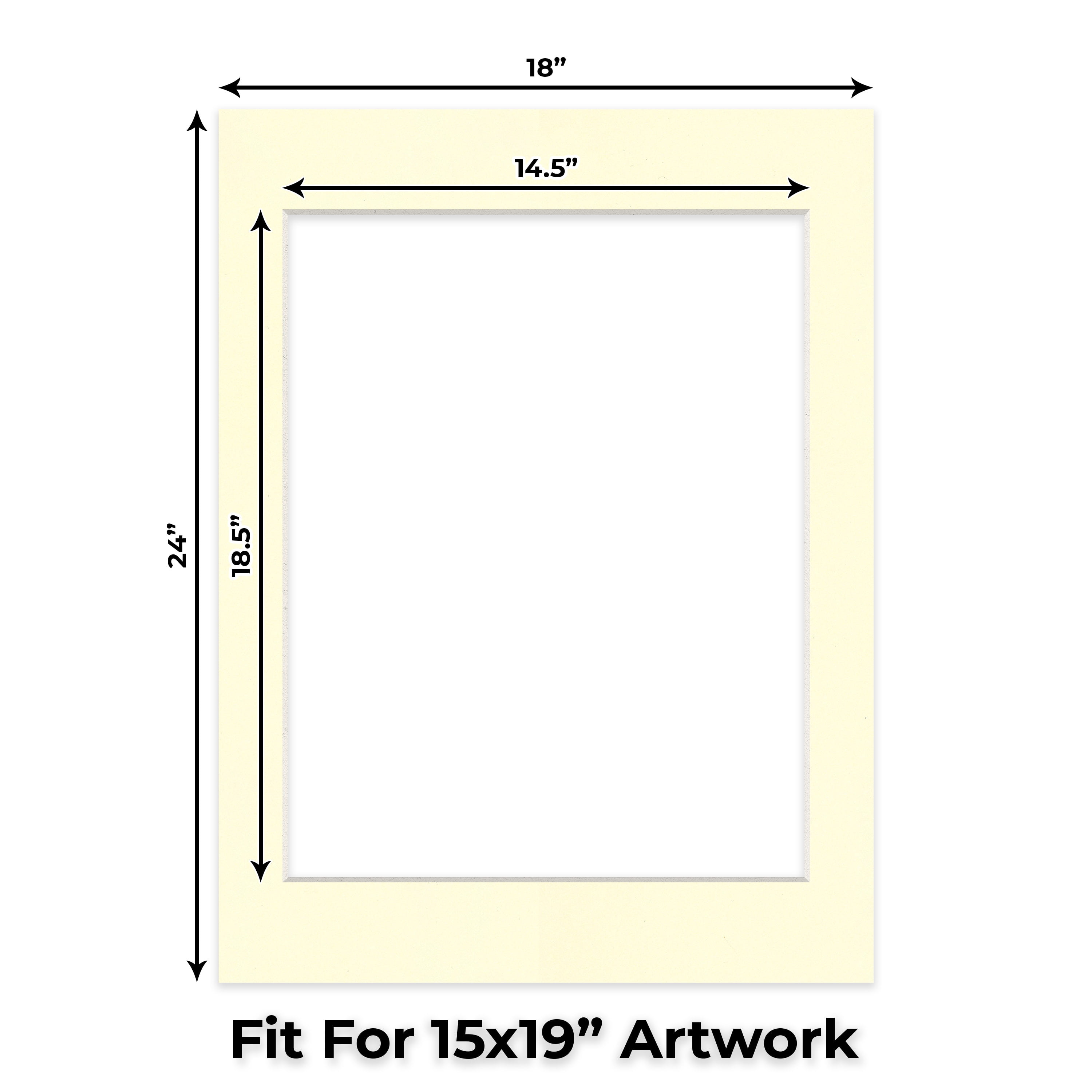 Off White Picture Frame Mat for 18x24 Frames - Fits 15x19 Photos - 25 Mats