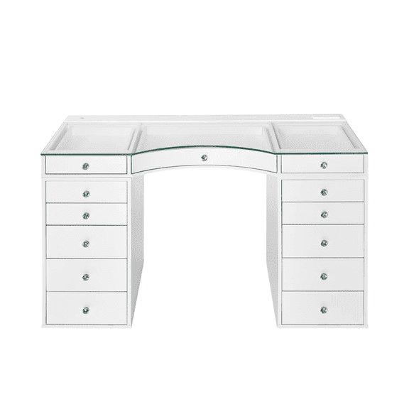 Impressions Vanity SlayStation Concave Plus 2.0 Vanity Table with LED Light and Drawer Unit Bundles