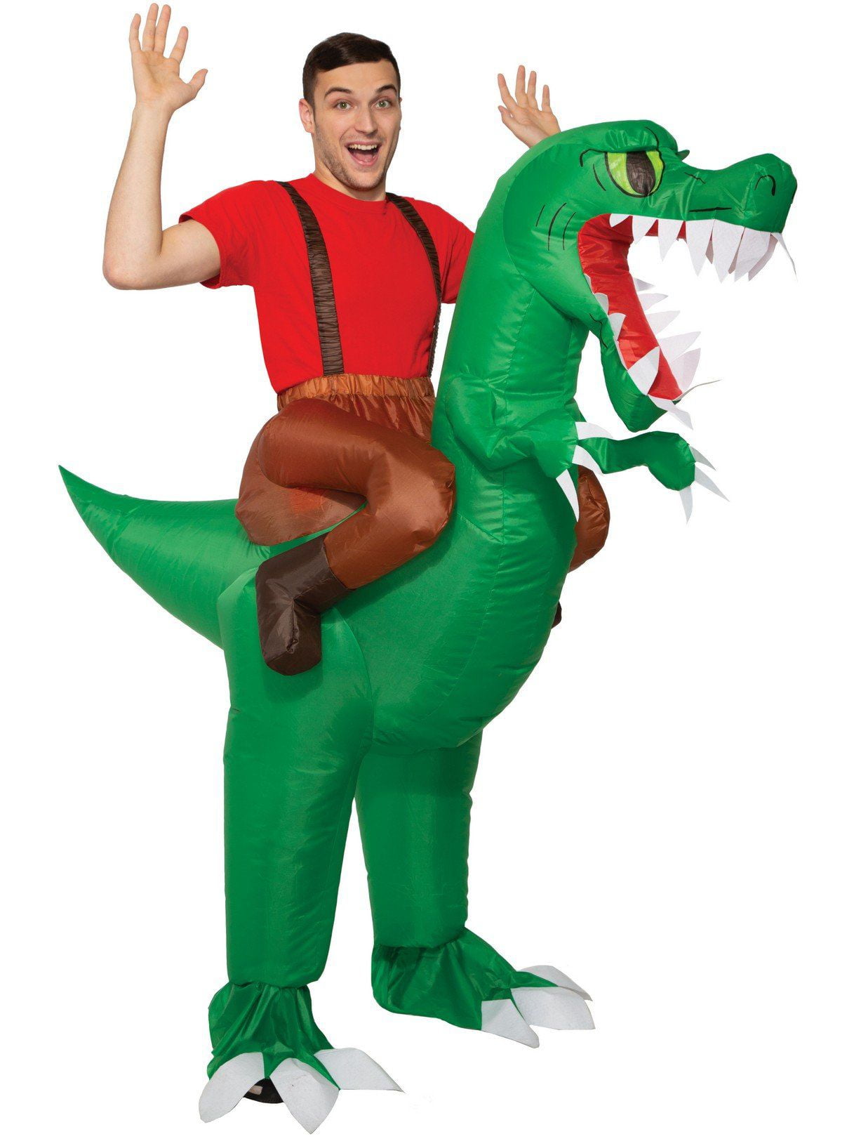 MXoSUM Newest Dinosaur Costume for Adults Inflatable Spinosaurus Costume Blow up Halloween Costumes Carnival Party Cosplay Fancy Dress 
