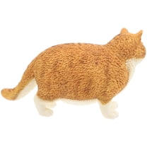 KONTONTY Plastic Orange Cat Figurine Lifelike Simulation for Shelf Decor