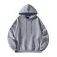 thumbnail image 4 of Cuoff Hoodies Sweatshirt Winter Loose Casual Solid Color Loose Casual Hoodies for men Gray 3X, 4 of 4