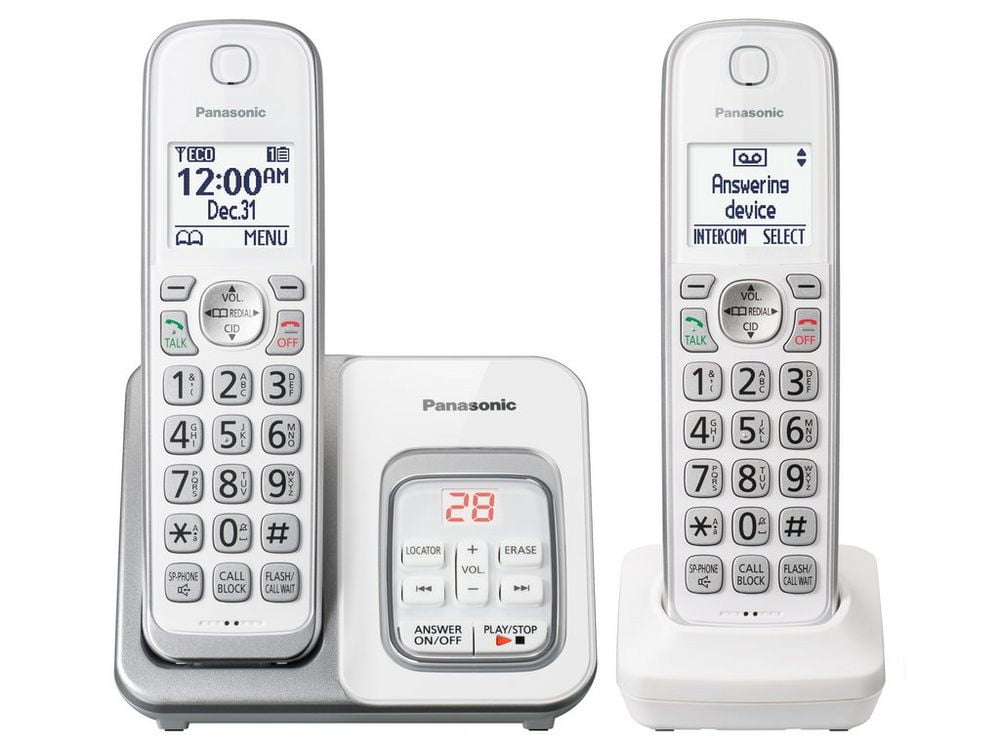 Panasonic Comfort Cordless Telephone with Digital Answering Machine 2 Handsets - White (KX-TGD532W)
