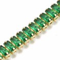 thumbnail image 5 of Gold-Tone Brass Cubic Zirconia Link Chain Smooth Tennis Bracelet Sea Green T166, 5 of 5